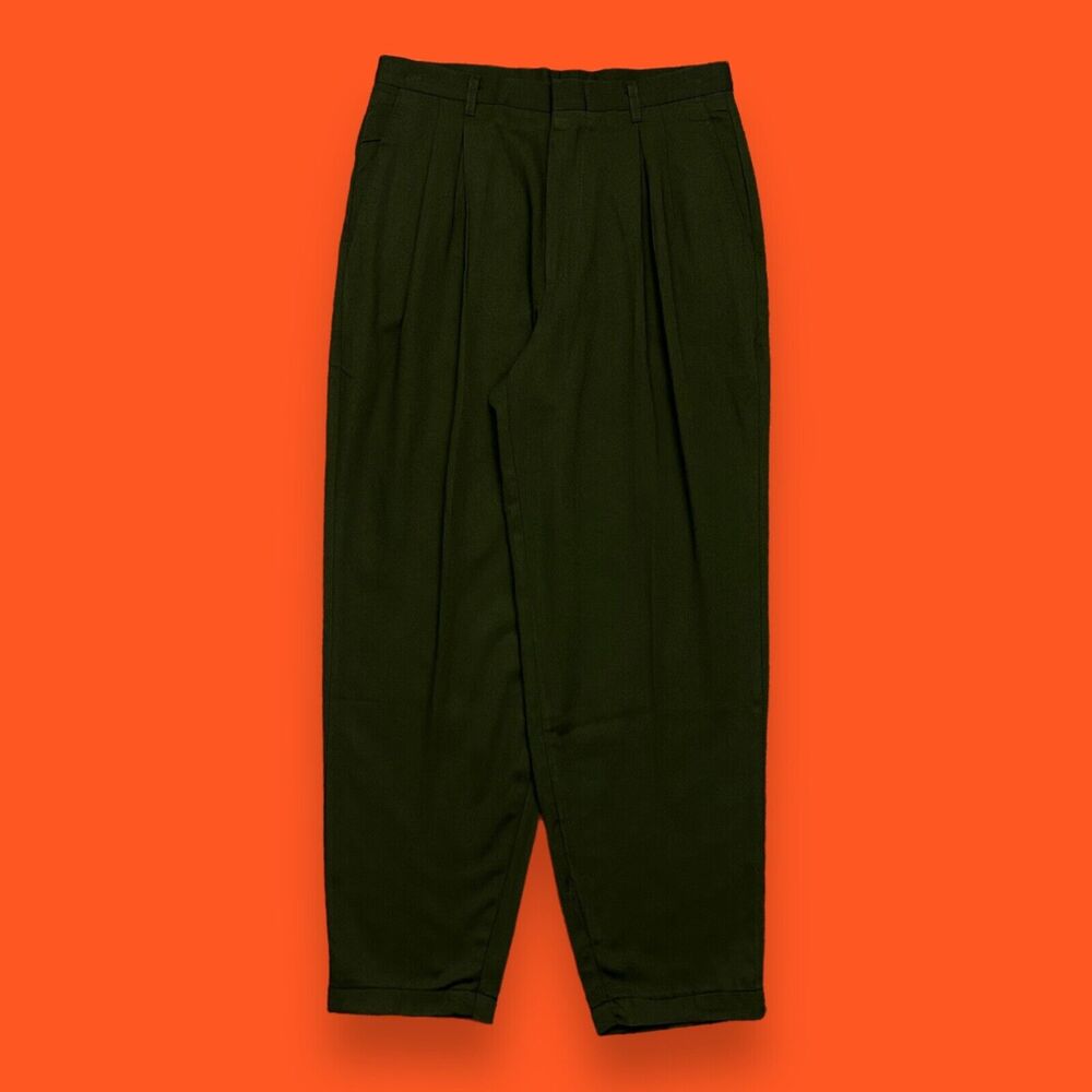 Vintage 70s Polyester Pants Cotler 29x28 Military Green Made in USA